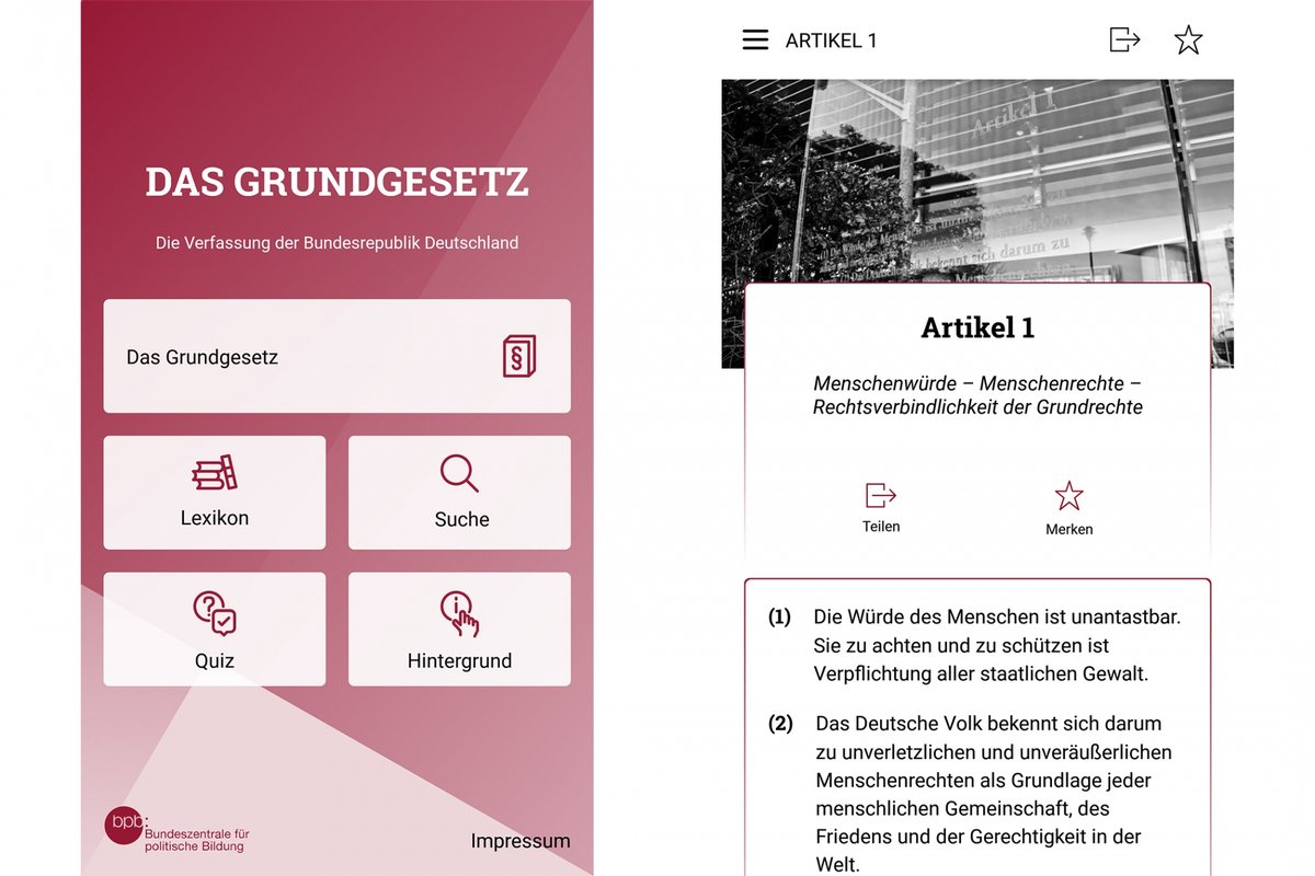 Titelbild zum News-Artikel: Grundgesetz - App für Android und iOS